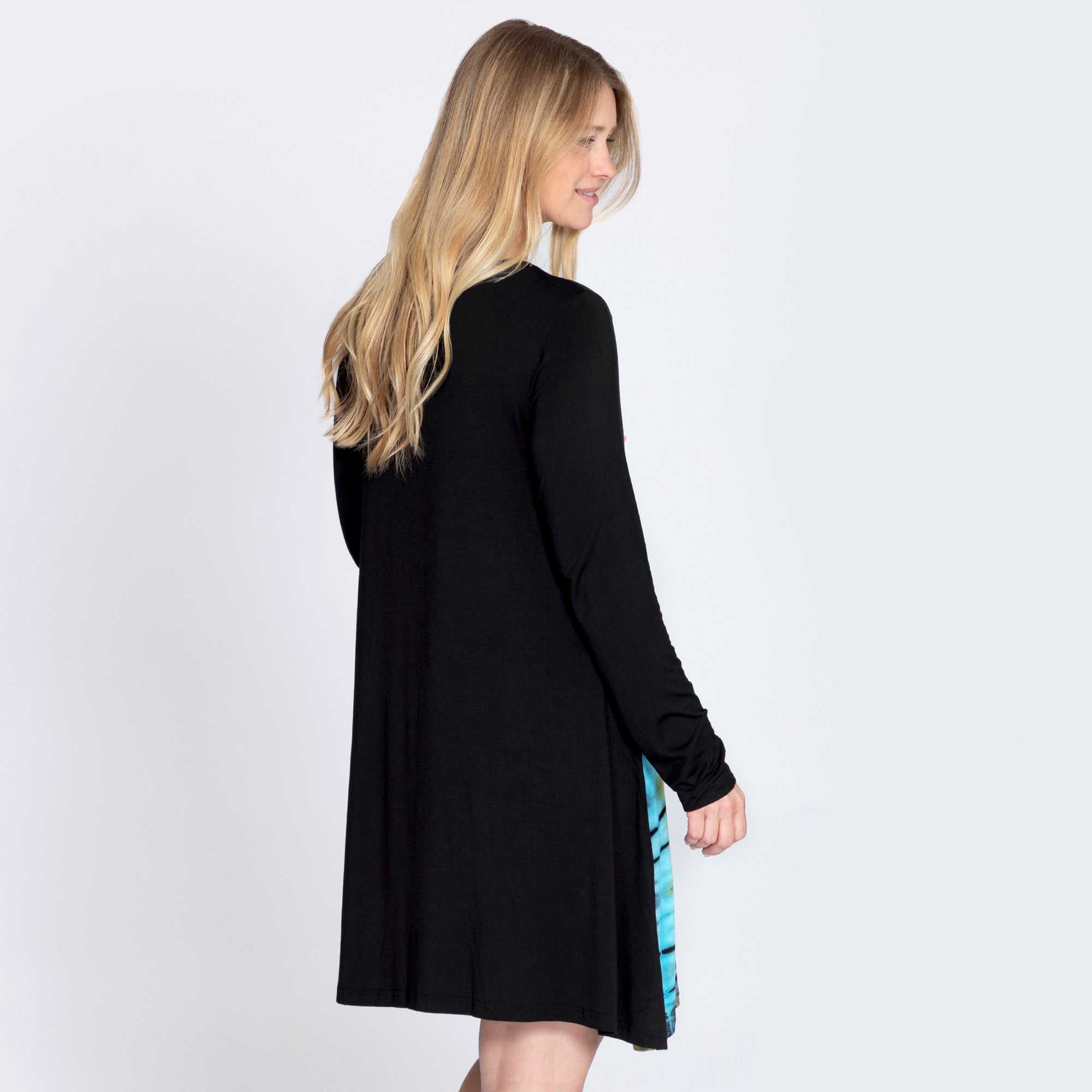 Long Sleeve Tie-Dye Side Panel Dress - Aaria Tees Aaria Tees
