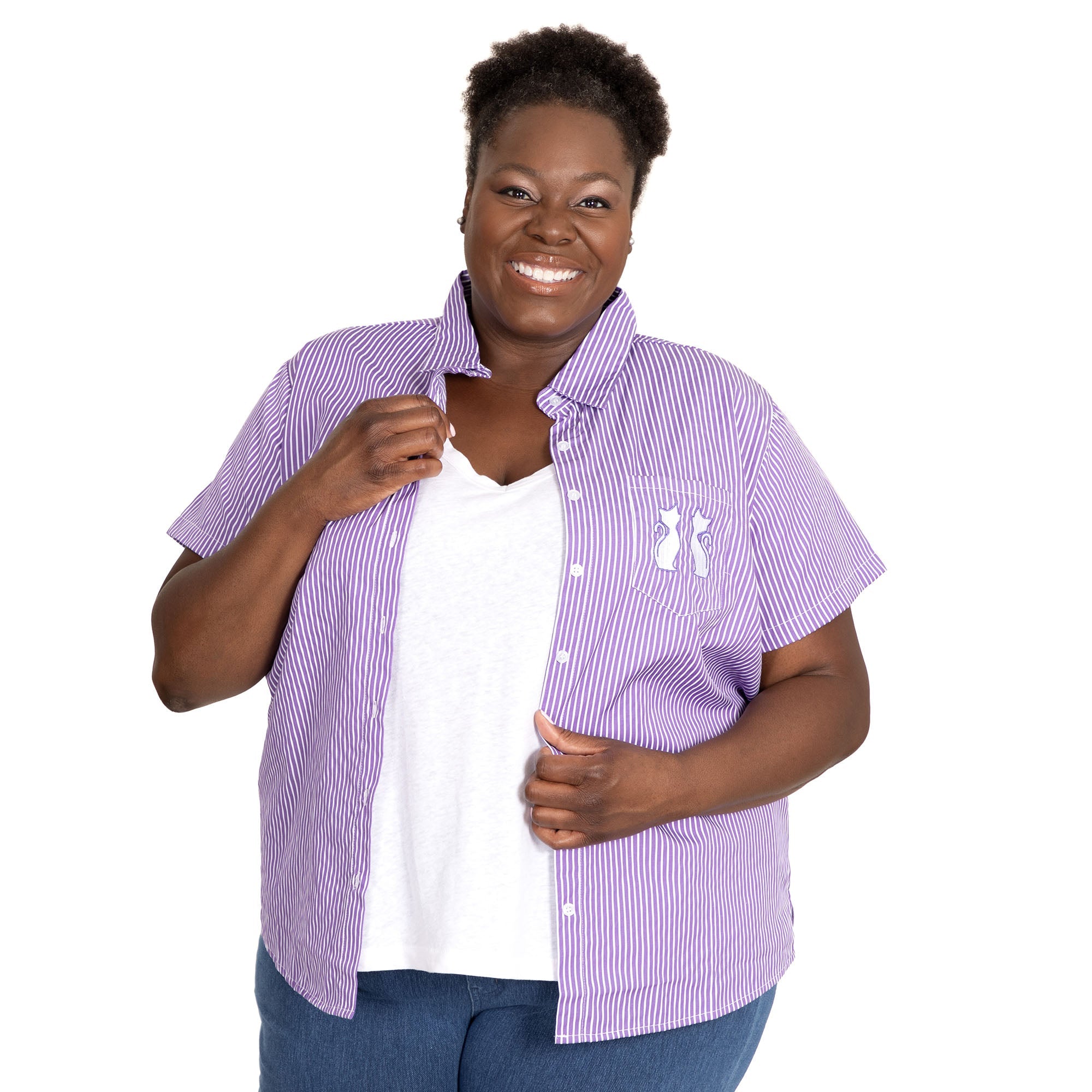Pinstripe Pet Short Sleeve Button Up Shirt - Aaria Tees Aaria Tees