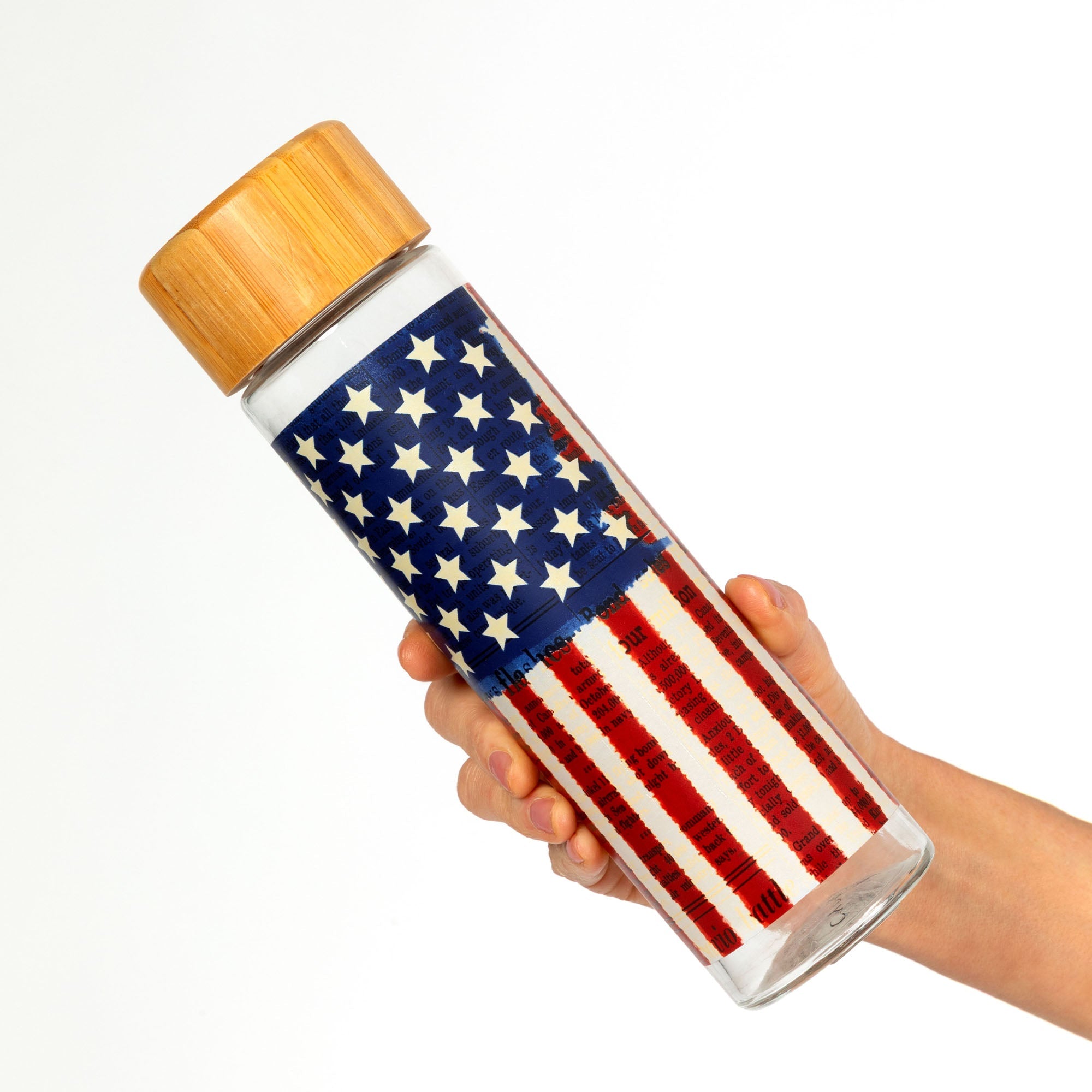 Land of Liberty Glass Tumbler Eco-Friendly Water Bottle - Aaria Tees Aaria Tees