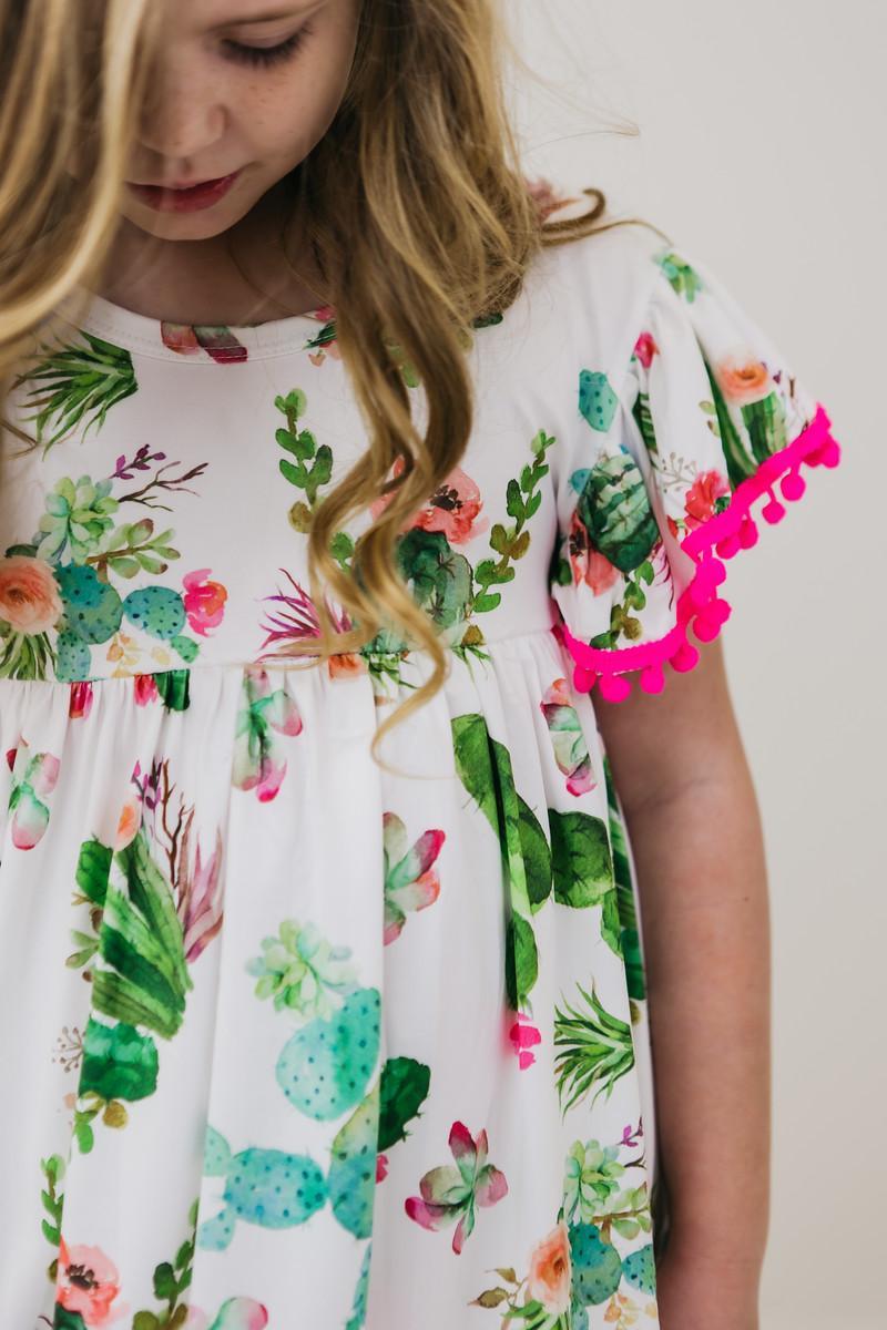 Cute Cactus Pom Pom Dress - Aaria Tees Aaria Tees