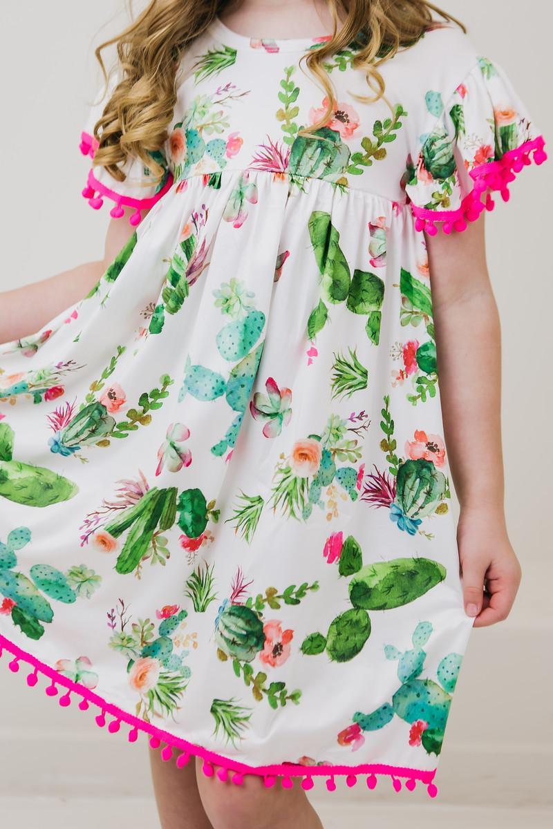 Cute Cactus Pom Pom Dress - Aaria Tees Aaria Tees