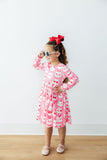 Cutie Cat L/S Pocket Twirl Dress - Aaria Tees Aaria Tees