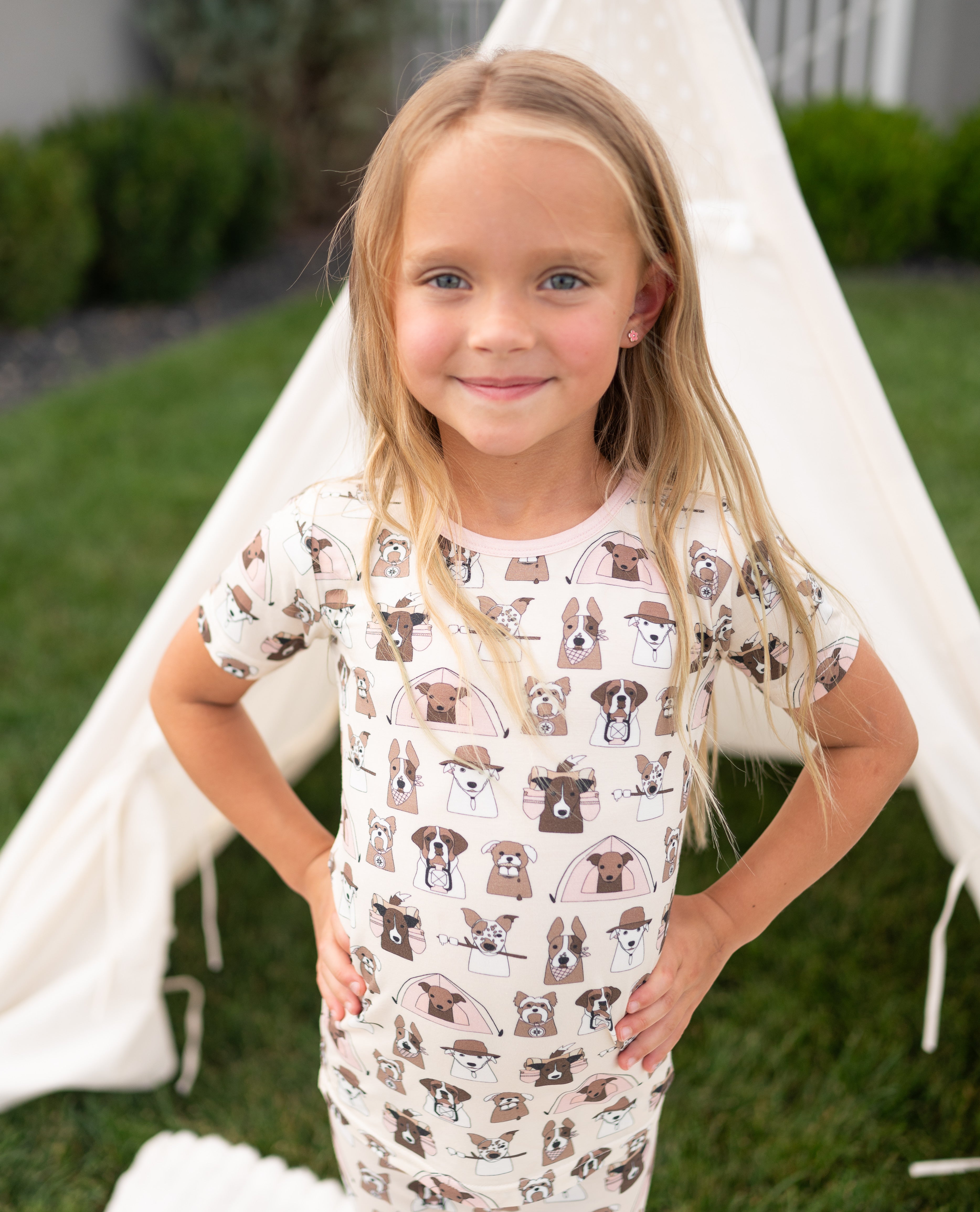 Camp Paws (Short Sleeve PJ) - Pink - Aaria Tees Aaria Tees