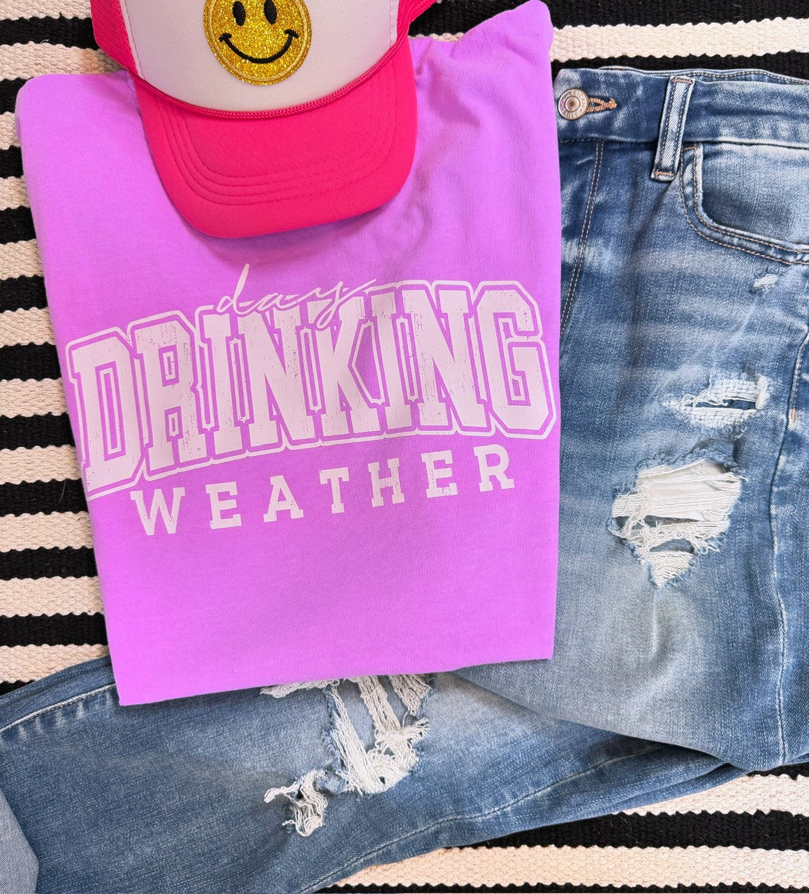 Neon Day Drinking Weather Graphic Tee Comfort Colors - Aaria Tees Aaria Tees