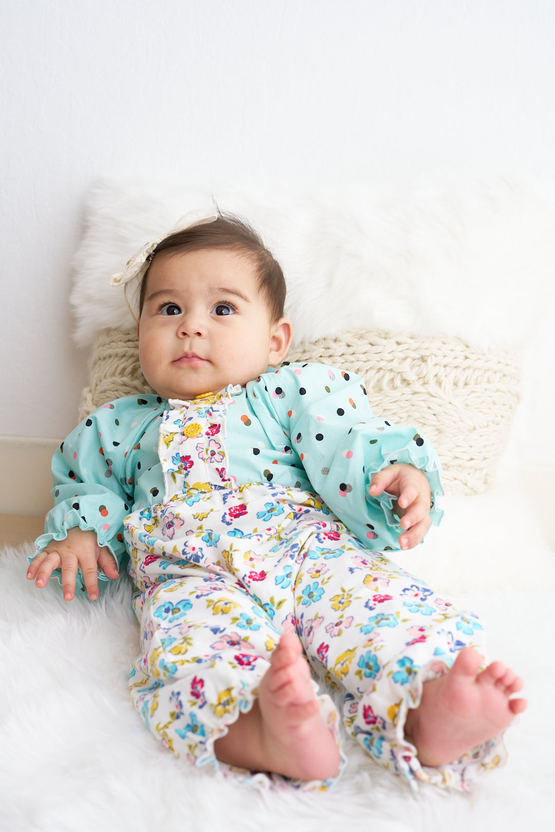 Platinum mint floral print baby girl romper - Aaria Tees Aaria Tees