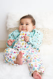 Platinum mint floral print baby girl romper - Aaria Tees Aaria Tees