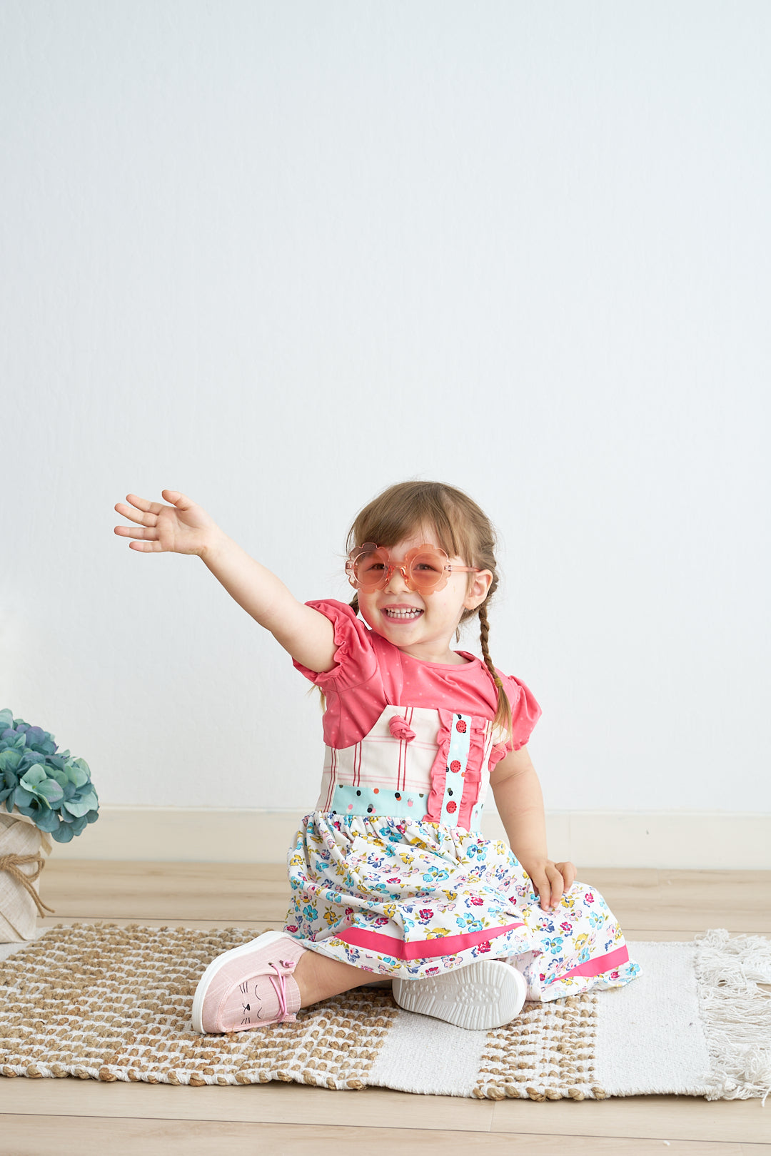 Platinum floral print strap girl dress - Aaria Tees Aaria Tees