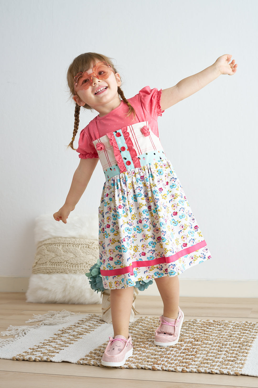 Platinum floral print strap girl dress - Aaria Tees Aaria Tees