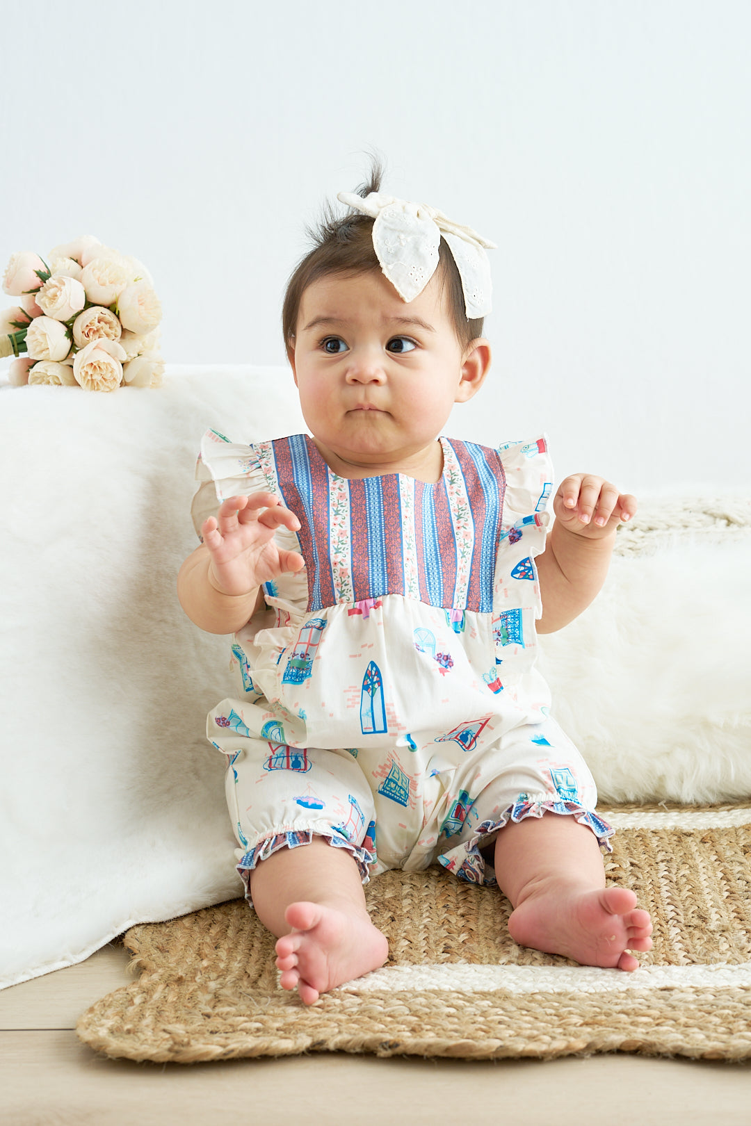 Platinum balcony print baby jumpsuit - Aaria Tees Aaria Tees