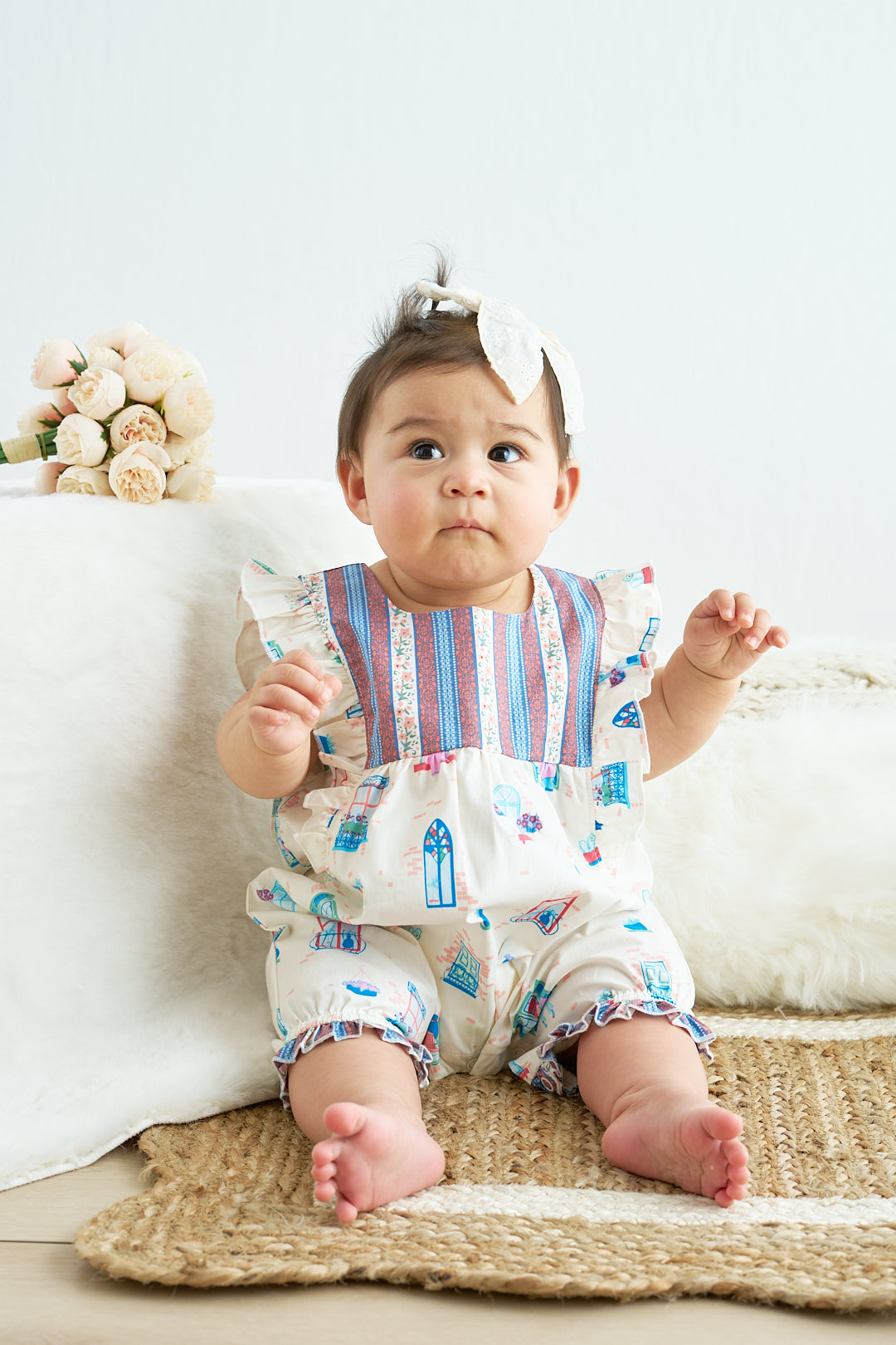 Platinum balcony print baby jumpsuit - Aaria Tees Aaria Tees