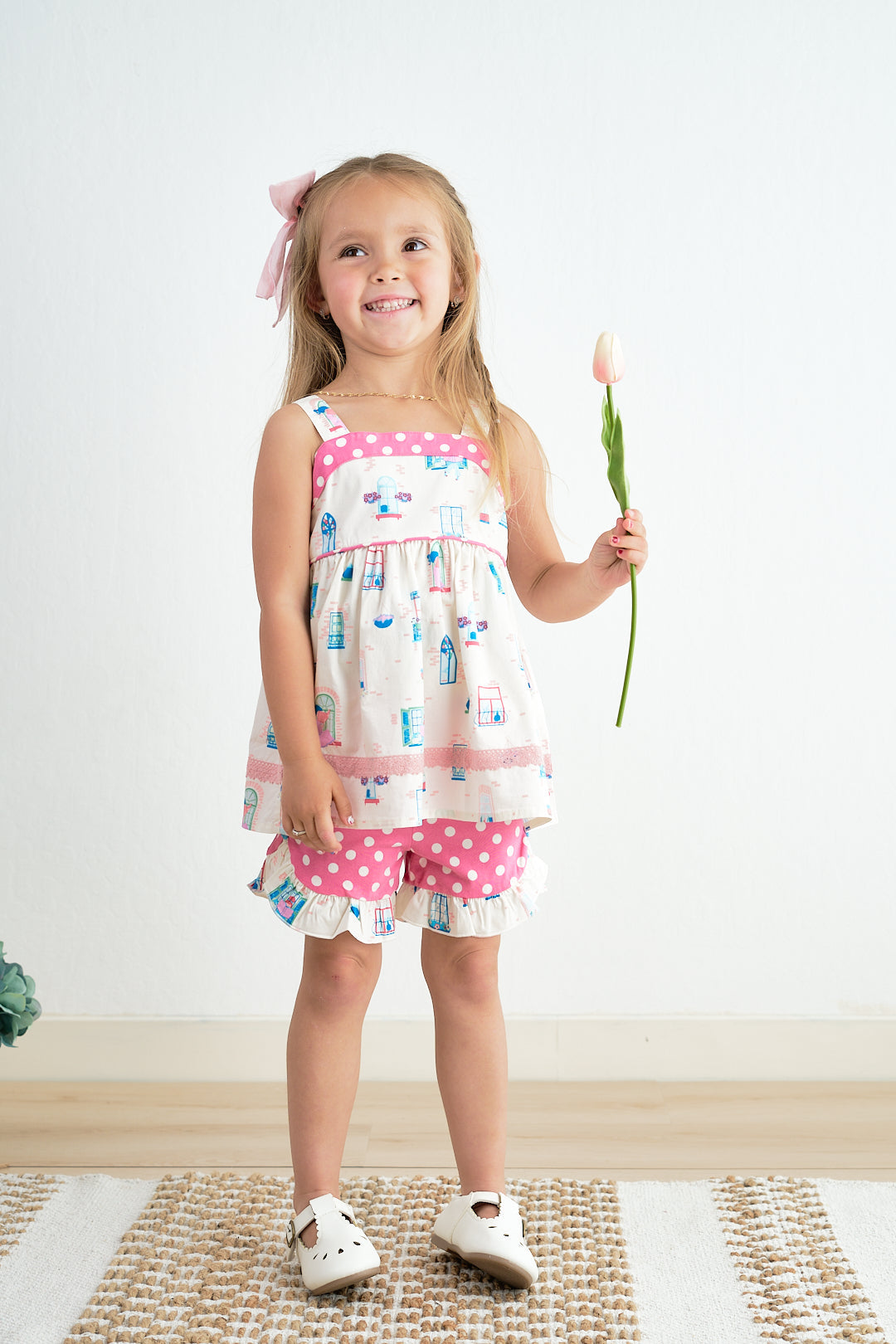 Platinum balcony print strap girl set - Aaria Tees Aaria Tees