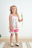 Platinum balcony print strap girl set - Aaria Tees Aaria Tees