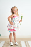 Platinum balcony print strap girl set - Aaria Tees Aaria Tees