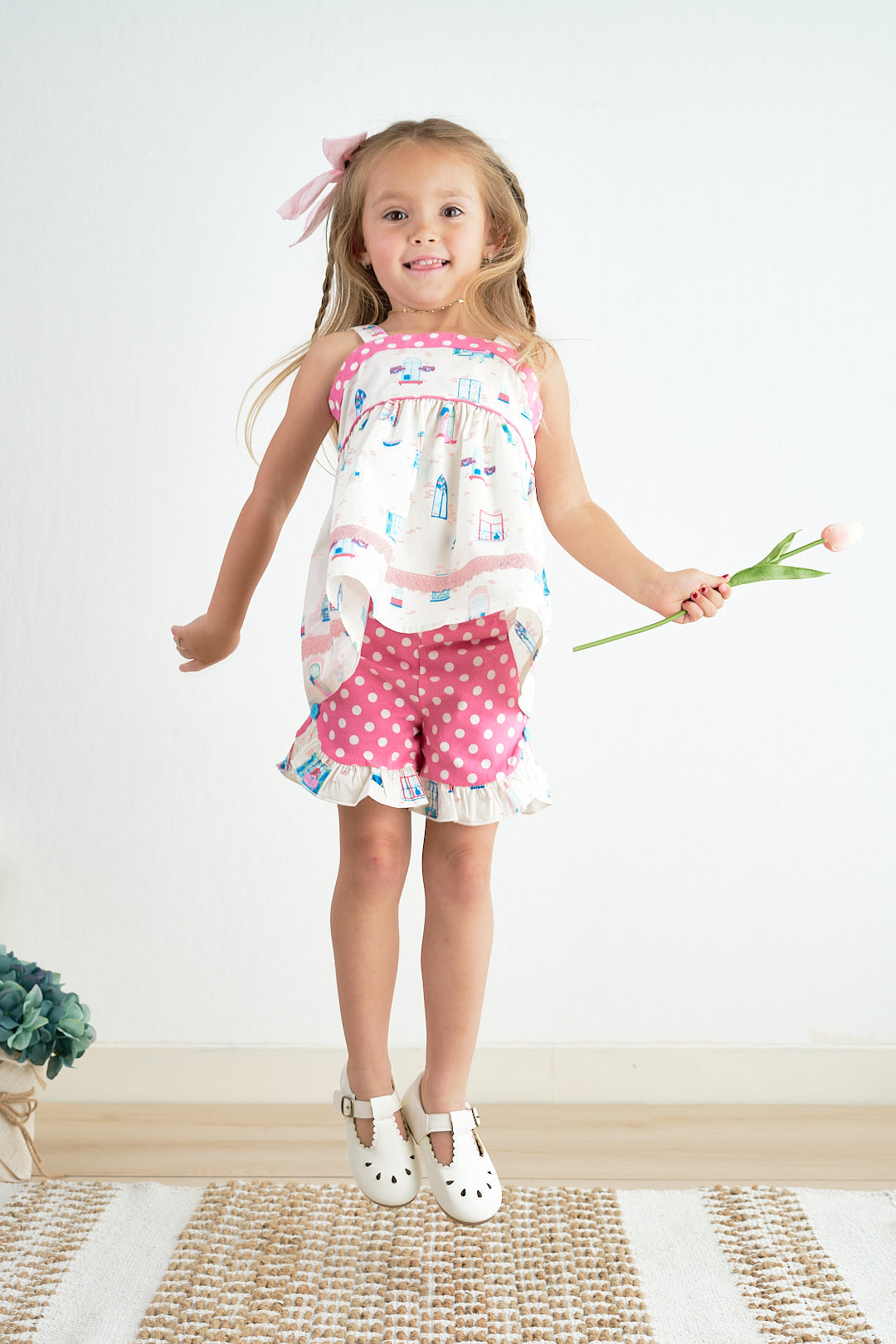 Platinum balcony print strap girl set - Aaria Tees Aaria Tees