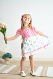 Platinum balcony pink dot dress Aaria Tees