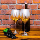Gold Pine Tree Wine Glasses Aaria Tees