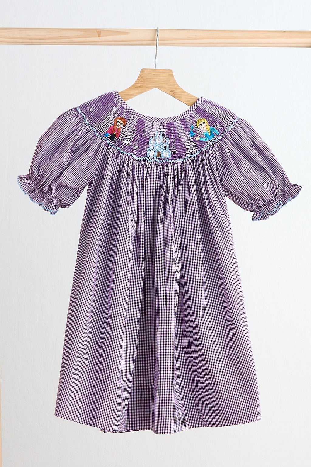 Purple castle hand smocked gingham dress - Aaria Tees