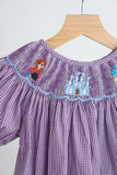Purple castle hand smocked gingham girl romper Aaria Tees