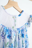 Blue rose hand smocked print dress Aaria Tees