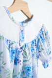 Blue rose hand smocked print girl romper - Aaria Tees Aaria Tees