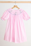 Pink alpaca hand smocked gingham dress - Aaria Tees Aaria Tees