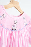 Pink alpaca hand smocked gingham dress - Aaria Tees Aaria Tees