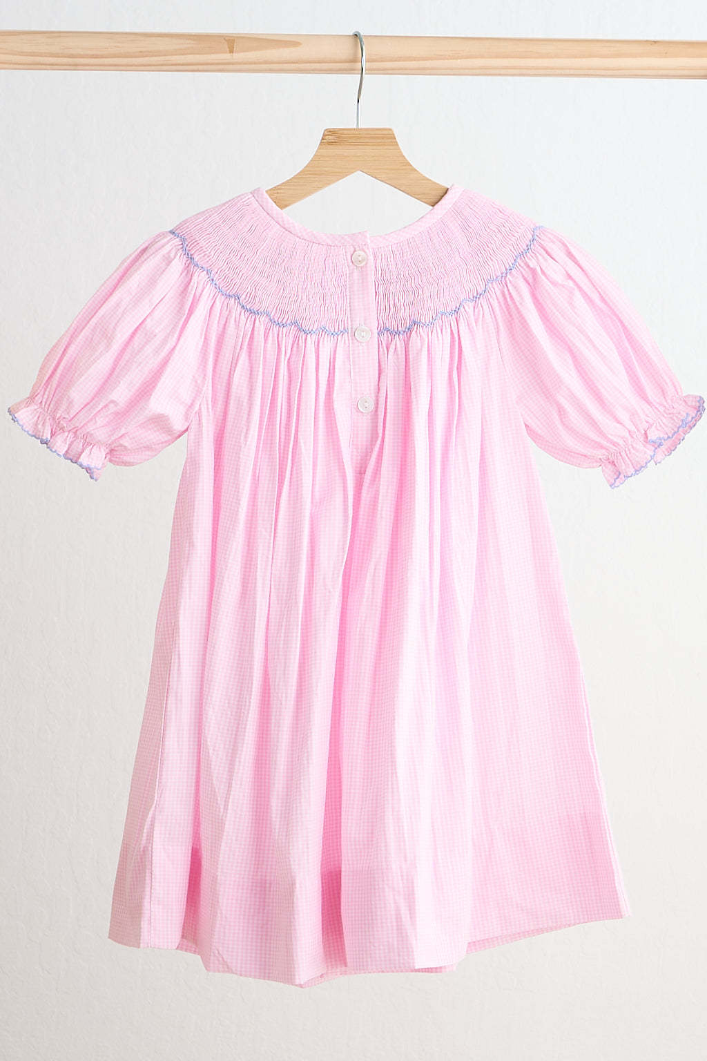 Pink alpaca hand smocked gingham dress - Aaria Tees Aaria Tees