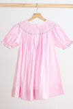 Pink alpaca hand smocked gingham dress - Aaria Tees Aaria Tees