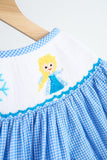 Blue snow princess hand smocked gingham dress - Aaria Tees Aaria Tees
