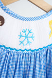 Blue snow princess hand smocked gingham dress - Aaria Tees Aaria Tees