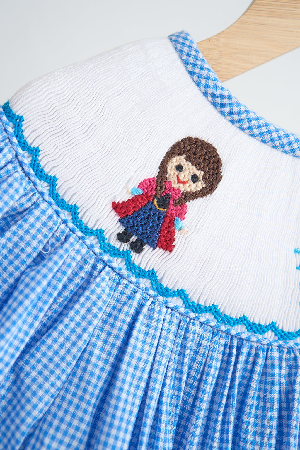 Blue snow princess hand smocked gingham dress - Aaria Tees Aaria Tees