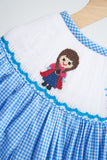Blue snow princess hand smocked gingham dress - Aaria Tees Aaria Tees