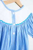 Blue snow princess hand smocked gingham dress - Aaria Tees Aaria Tees