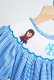 Blue snow princess hand smocked gingham girl romper - Aaria Tees Aaria Tees