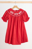 Red candy hand smocked dress - Aaria Tees Aaria Tees