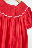Red candy hand smocked girl romper - Aaria Tees Aaria Tees