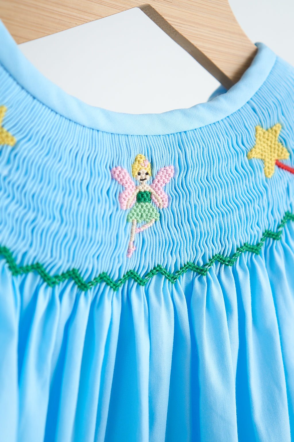 Blue fairy hand smocked gingham girl romper - Aaria Tees Aaria Tees