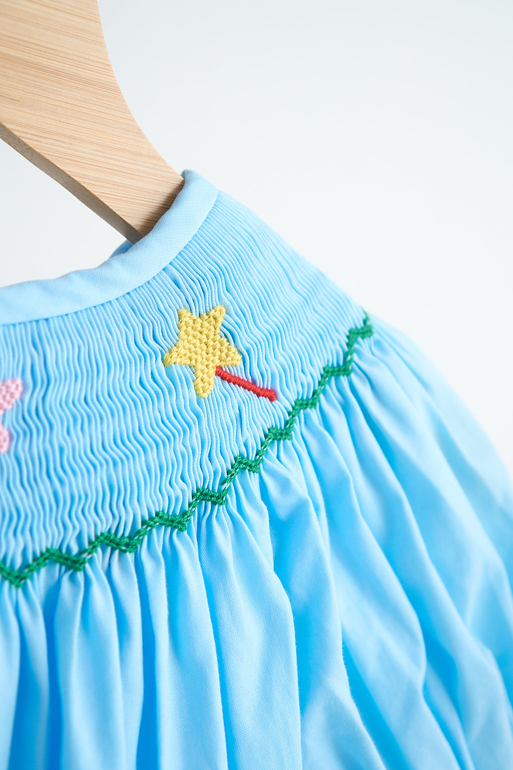 Blue fairy hand smocked gingham girl romper - Aaria Tees Aaria Tees