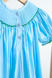 Blue fairy hand smocked gingham girl romper - Aaria Tees Aaria Tees