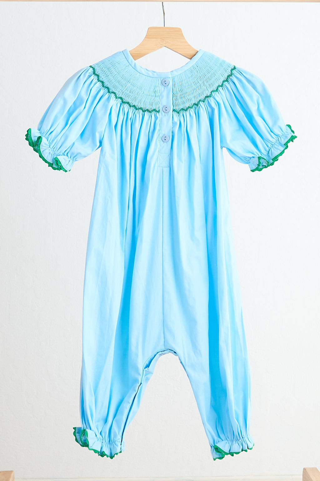 Blue fairy hand smocked gingham girl romper - Aaria Tees Aaria Tees