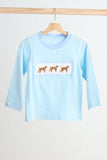 Blue puppy hand smocked boy stripe top - Aaria Tees Aaria Tees