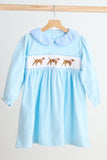 Blue puppy hand smocked stripe dress - Aaria Tees Aaria Tees