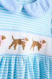 Blue puppy hand smocked stripe dress - Aaria Tees Aaria Tees