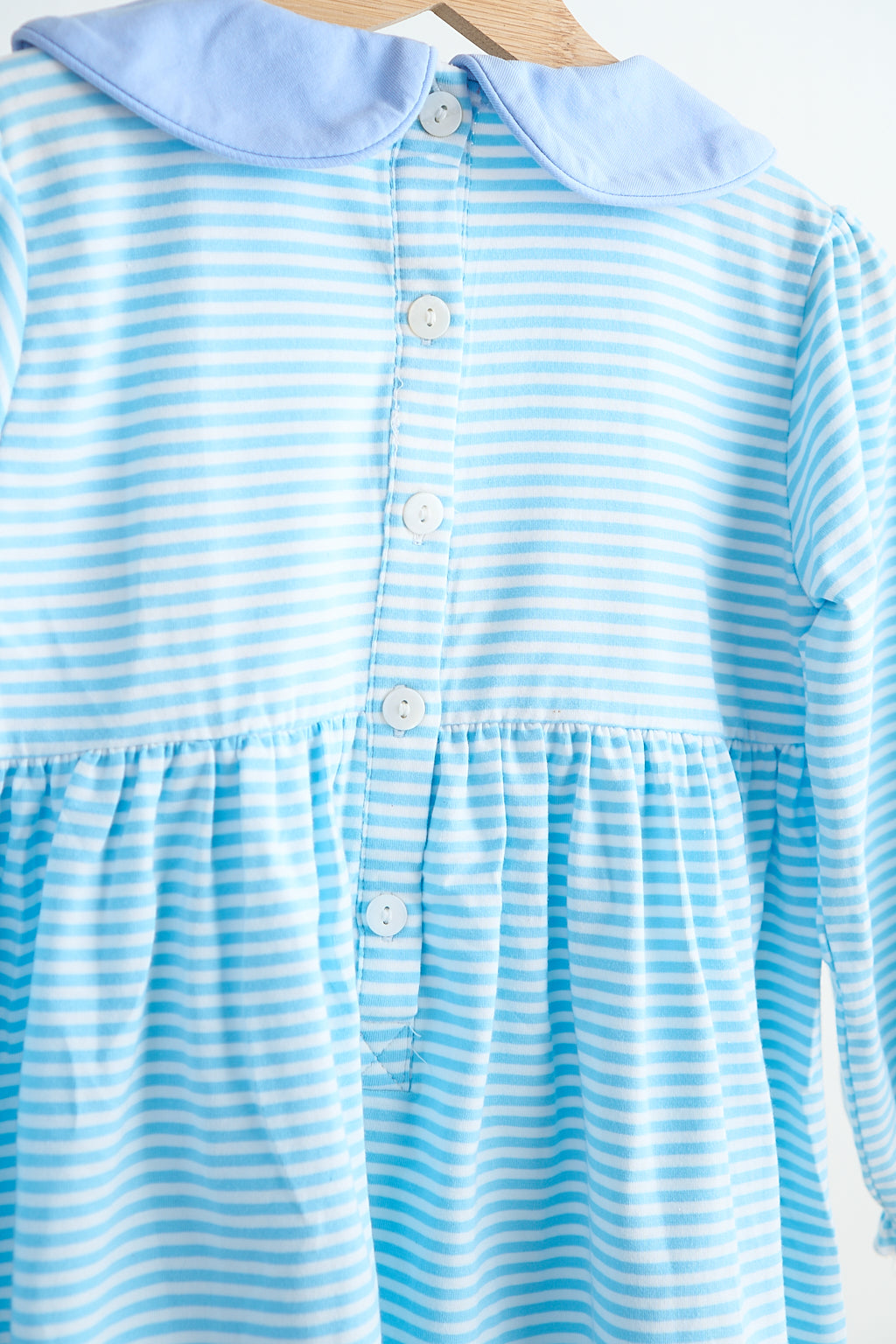 Blue puppy hand smocked stripe dress - Aaria Tees Aaria Tees
