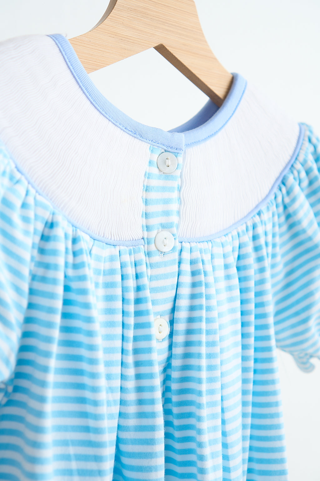 Blue puppy hand smocked girl romper - Aaria Tees Aaria Tees