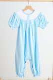 Blue puppy hand smocked girl romper - Aaria Tees Aaria Tees