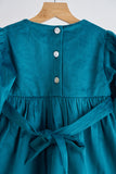 Teal velvet lace girl dress - Aaria Tees Aaria Tees