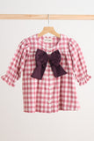 Pink gingham flannel bow dress Aaria Tees