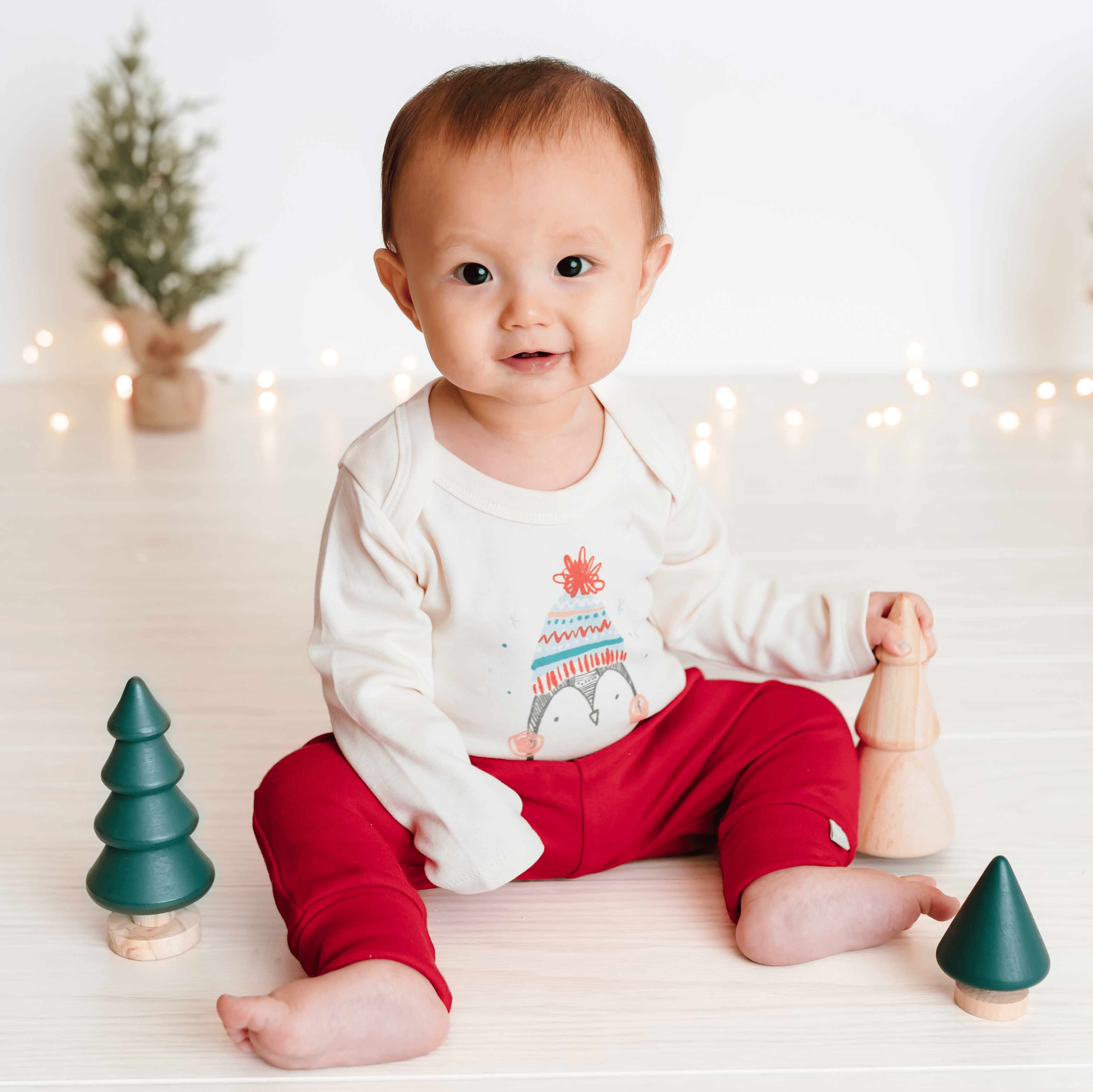 graphic bodysuit | holiday penguin (long sleeve) - Aaria Tees Aaria Tees