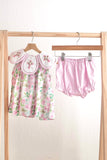 Pink easter cross emrboidery floral girl set - Aaria Tees Aaria Tees